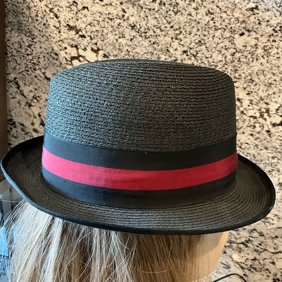 Vintage Black Fedora with Red Band main image 5